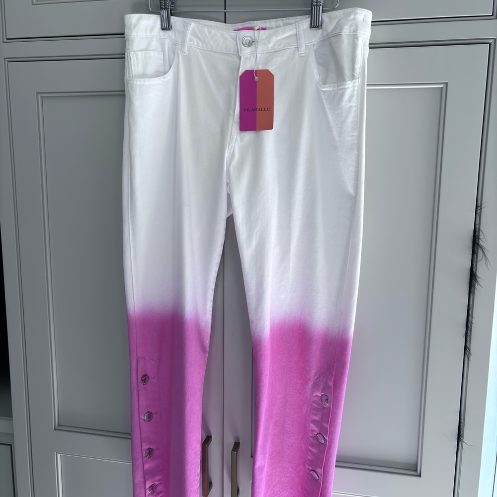 Vilagallo White and Pink Jeans with Gradient Design